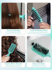 卷发造型梳，卷发梳，专用卷发梳，带边缘凹槽设计的蓬松卷发造型梳，打造弹性卷发，控制毛躁，清晰卷度，女士卷发梳，干湿两用美发工具，日常使用或旅行的理想之选