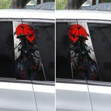 2pcs Red Raven Warrior Car B-Pillar Stickers, Easy To Apply And Remove, UV And Waterproof, Great Gift For Car Enthusiasts, Decorative Stickers Make Your Vehicle Stand Out - A - View 8