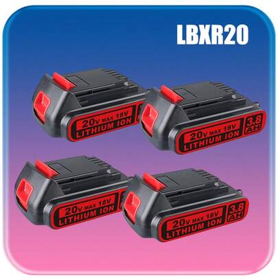 4 Packs LBXR20 3.8Ah 20v Lithium Battery, Replacement For Black & Decker 20v Battery LB20 LBX20 LBXR20-OPE LBXR2020-OPE LB2X4020-OPE LBXR20B-2, Compatible With Black & Decker 20V Cordless Power Tools