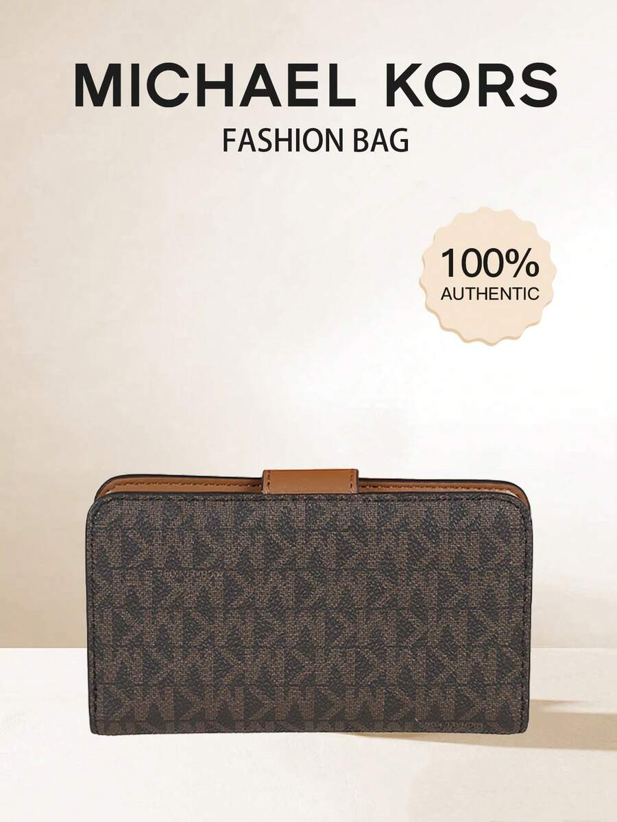 Michael Kors Women's Wallets RFID Blocking Leather Trifold Clutch Wallet Credit Card Holder Ladies Travel Wallet Purse With Pen Holder - Brown - View 1