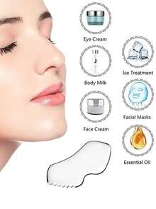 1pc Large Heart-Shaped Stainless Steel Gua Sha Board, Multi-Functional Facial Gua Sha Tool For Tightening And Lifting, Heart-Shaped Fascia Knife - Multicolor - View 7