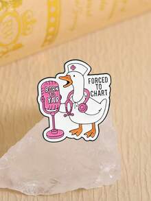 1 Piece Medical Workplace Self-Deprecating Enamel Pin Badge Nurse Duck Anthropomorphic Born To Yap Forced To Chart Slogan Cute Pin For Nurse Community Daily Wear And Professional Community Emotional Bonding Scene - Multicolor - View 4