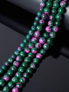 1串高品质绿帘石圆珠，红宝石色和绿色散珠，DIY首饰制作，适用于手链项链，4毫米、6毫米、8毫米 - 彩色 - 查看 4