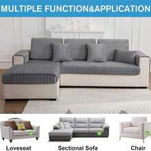 LONROI Funda Gruesa de Franela para sofá Apta para Mascotas, Funda de 3 Plazas, Suave y cómoda, diseño Antideslizante, Segura y Duradera, Lavable a máquina (Gris Oscuro) (180 * 90cm) - Unitalla - Ver 5