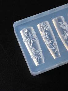 1pc Lily Flower Silicone Nail Carving Mold 3D Spring Floral Petals Mould Stamping Design Gel Stencils DIY Manicure Accessory Tools - Clear - View 4