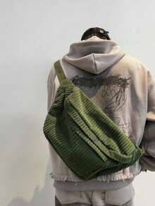 1个男士斜挎包 - 男女通用简约多功能包 - 男士大容量胸包 - 日式背包 - 学生腰包/单肩包