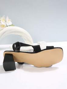 Nuevas sandalias de mujer con tira gruesa y tacón en color nude - Negro - Ver 3