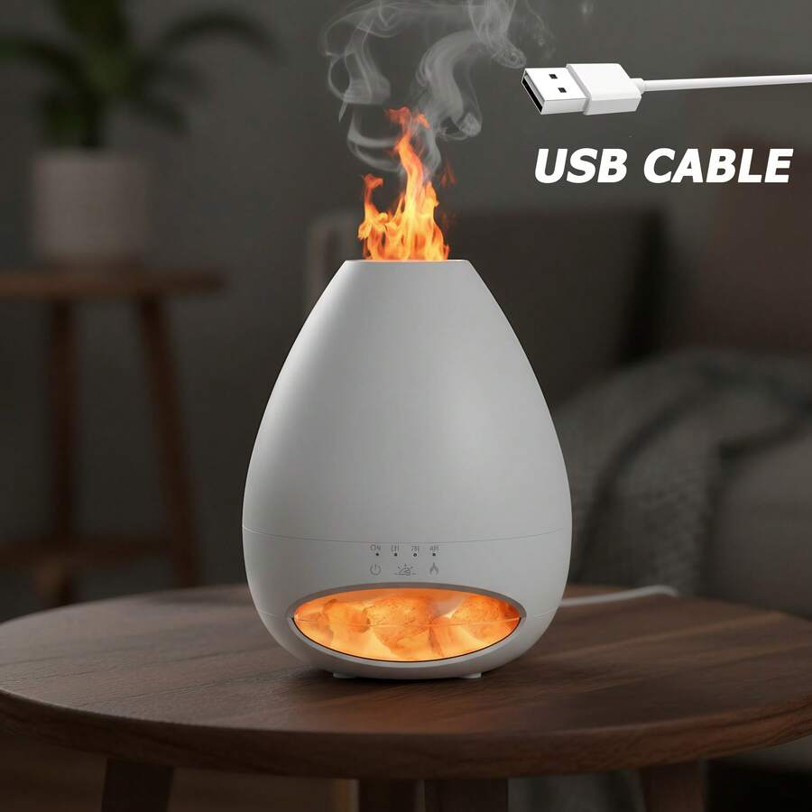 جهاز نشر الروائح بمصباح ملح الهيمالايا سعة 200 مل، جهاز نشر الروائح العلاجية المهدئة، مرطب الزيوت الأساسية، يخلق تجربة منزلية كمنتجع صحي، محمول وسهل الاستخدام