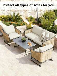 1pc Minimalist Modern Solid Color Milk Silk Elastic Sofa Cushion Cover, Suitable For All Seasons - Grey - View 6