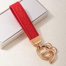 1pc Multiple Colors PU Leather Car Keychain Key Chain Pure Color Buckle Car Keyring Accessories Key Lanyard Gift - A - View 4