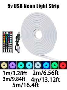 柔性LED灯带，遥控，多种模式，户外防水RGB霓虹灯，音乐同步游戏LED霓虹灯带，适用于卧室、室内家居装饰、派对装饰、DJ迪斯科氛围照明、游戏氛围照明 - 彩色 - 查看 10