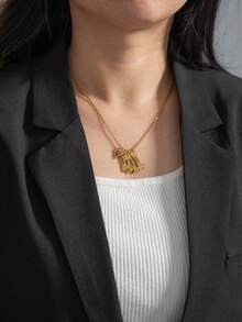 1pc Personalized Dog Paw & Bone Necklace With Engraved Name, Minimalist Stainless Steel Pendant Necklace, Gift For Pet Lovers, Friends, Valentine's Day, Birthday, Party - Silver+Style 3 - View 4