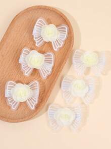 6pcs White And Pink Mesh Hair Bows For Girls Elegant Tulle Flower Hair Clips Aesthetic Sweet Alligator Clips Sweet Girls Gifts Hairpins Clips Casual Wedding Hair Barrettes Baby Hair Accessories - Multicolor - View 9