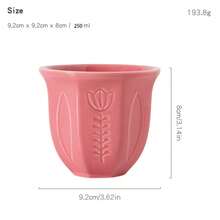 6pcs/Set Embossed Ceramic Tulip Cups (100ml) - Arabic Style Matcha And Coffee Cups, Suitable For Eid Al-Adha