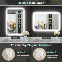 CY AILRINNI Espejo para Baño - 80x60cm Espejo Baño con Luz Regulable Espejo LED con 3 Modos de Iluminación Antivaho y Función De Memoria para Sala Entrada - Blanco - Ver 6