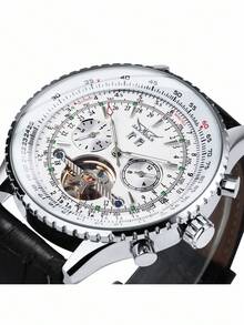 JARAGAR 1pc Men's Fashion Sports Automatic Mechanical Watch, Small Dial, Luminous Hands, Business Casual Men's Watch - White - View 4
