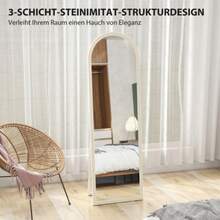 Freestanding Mirror, 50 X 160 Cm, Can Be Placed On A Surface Or Mounted On The Wall, Arched Frame, White - Apricot - View 5