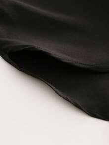 Minimalist Lapel Long Sleeve Loose Women's Shacket, Featuring Shirt Collar And Asymmetric Hem Design - Black - View 8