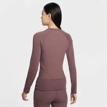 Nike 女士 AS W NSW CHILL KNIT RIB LS TOP 长袖T恤 针织无领长款 TIF0237-502 - 紅色 - 查看 2