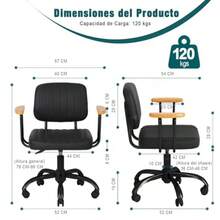 ARREDAMENTI Silla Oficina en CasaSilla Trabajo Giratoria Cuero PU con Respaldo Bajo y Brazos Silla Escritorio con Ruedas Ajustable en Altura para Niños Adolescentes y Adultos Negro - NegroBrzao - Ver 2