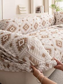 1件装毛绒几何图案沙发套，高端防滑客厅沙发套，可机洗/手洗，宠物友好，四季皆宜，适用于家庭、厨房、卧室、办公室等场所。