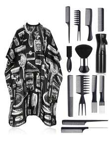 CTZIHGAO Styling Comb Set,Professional Hairdressing Supplies 1/2/3Pcs Sets, Hairdressing Capes, Hairdressing Capes With Neck Dust Brush, Hairdressing Aprons, Salon Aprons, Hair Coloring Capes, Cleaning Brushes, Salon Spray Bottles, Styling Spray Bottles, Alcohol Spray Bottles, Pressure Spray Bottles, Hairdressing Tools, Hair Products And Accessories. Suitable For Hair Salons, Beauty Salons, And Back-To-School Season. - Black - View 14