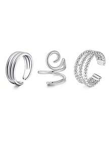 3pcs/Set Women's Clip-On Earrings, No Piercing Needed, Gold Plated Cartilage Earrings, Fake Earrings, Lightweight & Elegant Gift - Silver/Gold - View 15