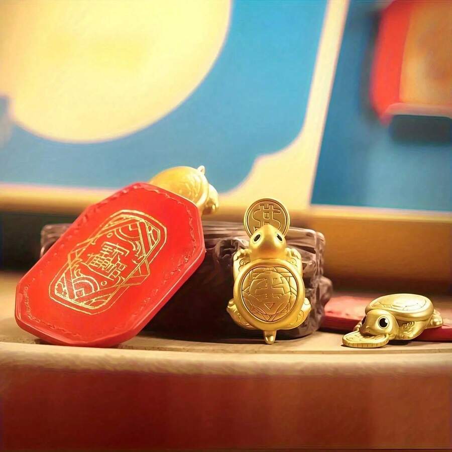 Golden Turtle Feng Shui Decoration Statue - Metal Wealth Symbol With Protective Sleeve, Ideal For Prosperity And Good Luck, Prosperity Accessory|Decorative Statue|Metal Surface, Suitable For Christmas, Halloween Decorations, Autumn Home Decoration Collectible Figurines - Gold - View 1