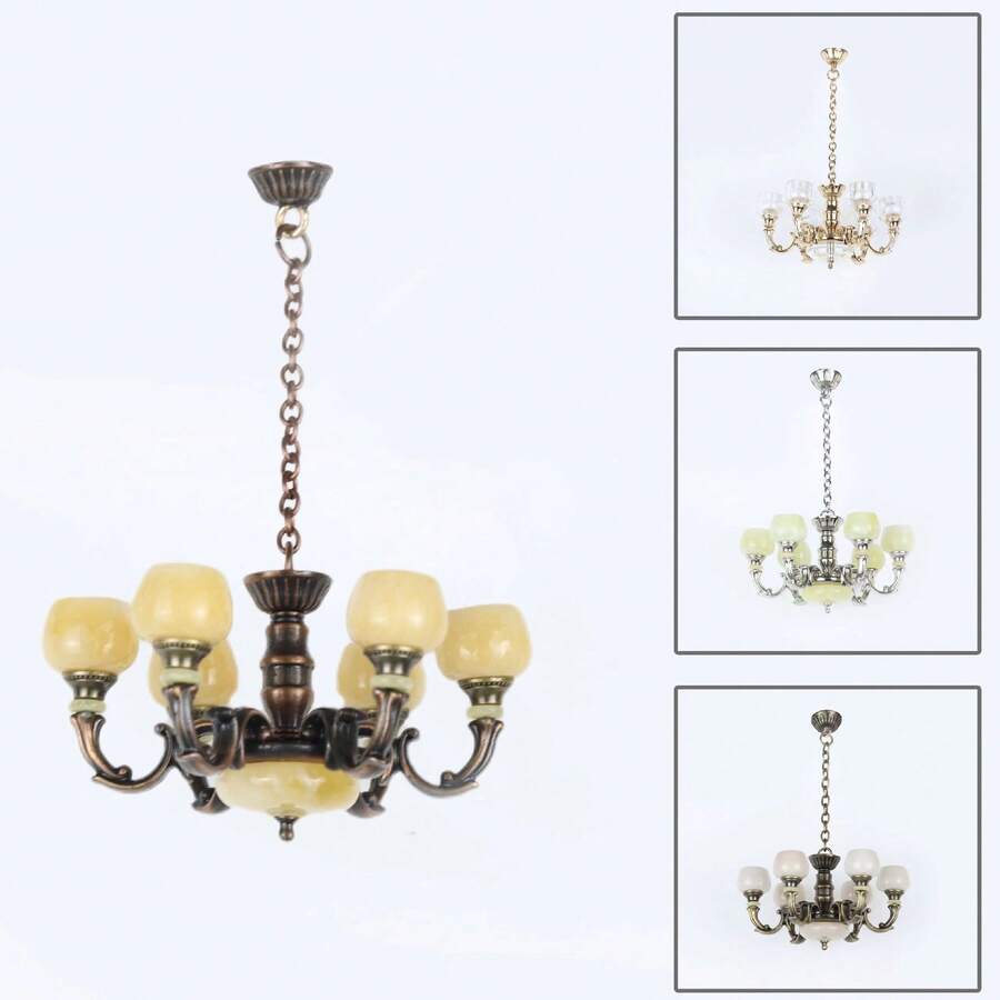 Mini Vintage Decor Set, Including Pendant Light, Painting, Carpet, Coffee Table Accessories, Micro Landscape Decor, Suitable For DIY Mini Home Scenes, Ideal Gift For Collectors And Enthusiasts