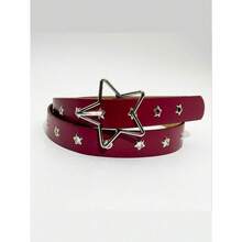 Street 1PC Stylish Punk Style Rivet Decor Versatile Jeans Belt Dress Belt Halloween Summer, School Fall, Autumn, Halloween - Màu Đỏ Sâu - Xem 13