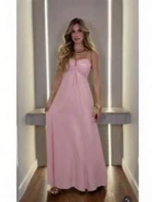 Long Dress With Straps And Underwire | Perfect Fit | Elegant Summer - Baby Pink - View 1