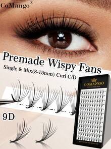 CoMango 120Fans C/D 9D Wispy Premade Fans Eyelash Extension 0.07MM Pointy Base Premade Hybrid Fan Lashes Faux Mink Wispy Spike Fans Wholesales - Multicolor - View 2