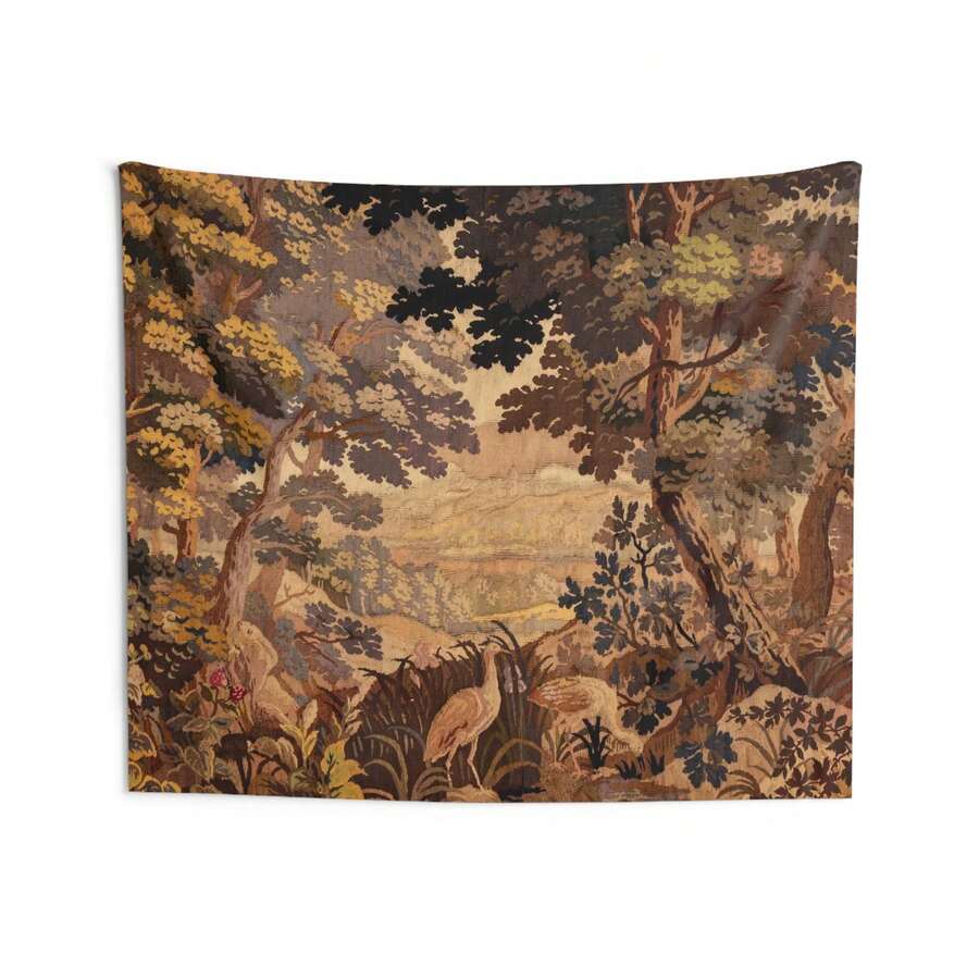 1 件法式绿植壁挂,复古风格挂毯,印花面料,100% 涤纶,复古家居装饰,独特礼物 - 彩色 - 查看 1