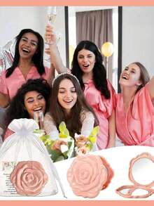 30pcs/15pcs Green Rose Compact Mirror Wedding Favors, Includes 10pcs/5pcs Mirrors, 10pcs/5pcs Thank You Cards And 10pcs/5pcs Organza Bags, Elegant Wedding Souvenirs, Suitable For Guest Favors, Princess Theme Party Gifts, Bridal Shower Gifts, Proposal Parties, Tea Parties, Mother''s Day Parties - Multicolor - View 9