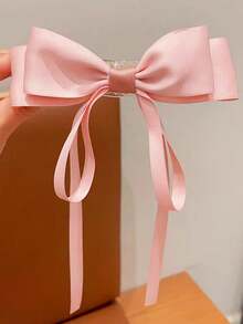 1个儿童简约时尚蝴蝶结低马尾发夹，百搭优雅甜美柔软丝带发饰 - 彩色 - 查看 12