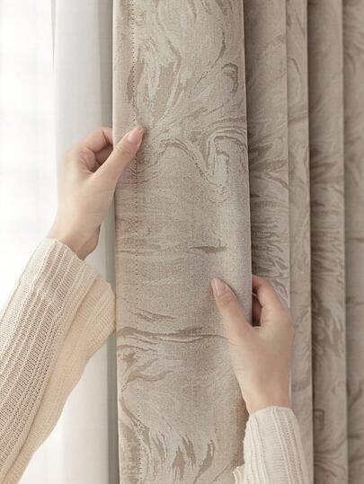 1pc Blackout Thermal Curtain Fabric - 99% UV-Resistant Polyester, Rod Pocket Hanging, Non-Bleachable Plain Weave, Bedroom Art Theme, Coated Blackout Thermal, Noise-Reducing - Ideal For Bedroom, Farmhouse And School Deep Sleep (280g Fabric Weight)