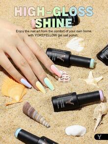 YOKEFELLOW 10毫升凝胶指甲油套装，春夏马卡龙糖果美甲凝胶指甲油，蓝紫色粉色，可卸UV指甲油，美甲DIY，居家或节日礼物（女孩适用） - 彩色 - 查看 9