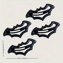 4pcs Fashion Gothic Dark Flash Spotted Bat Hair Clip, Suitable For Women's Daily Wear, Perfect Gift - 黑色 - 查看 5