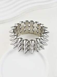 LADYCOCO 1 chiếc vòng tay đinh tán bằng nhựa ABS kiểu punk thời trang mới, thiết kế đôi, vòng tay đinh tán bạc cá nhân hóa dành cho nữ, phù hợp để đeo hàng ngày và dự tiệc. - Bạc 1 - Xem 3