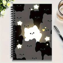 1 本可爱猫咪图案螺旋笔记本 - 可爱猫咪与爱情日记本，横线内页，适用于学校、工作、日记、剪贴簿 - 耐用螺旋装订，书写流畅 - 送给爱猫人士、朋友、家人、同事的理想礼物 - 开学季必备 - 1 - 查看 6