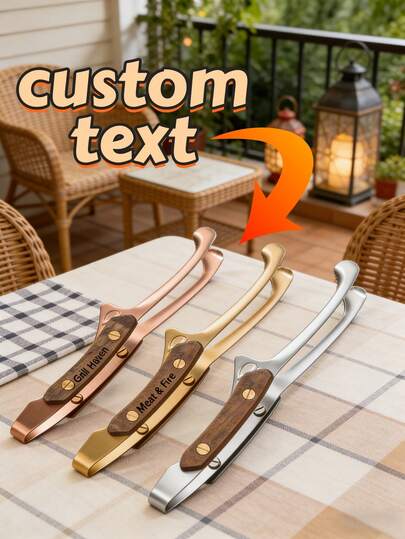 1Pc Personalized BBQ Tongs - Customizable With Name, Engraved Stainless Steel Grilling Tongs, Suitable For Barbecue, Outdoor Cooking, Kitchen Tools, Grill Accessories, Ideal For Father's Day, Birthday, Camping, Backyard BBQ & More