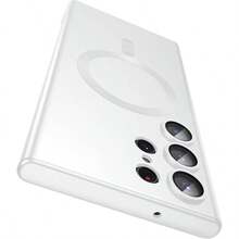 - Carcasa delgada para S23 Ultra, compatible con, protector de lente de cmara integrado, carcasa magntica de TPU suave a prueba de golpes blanco - S23 Ultra + Blanco puro - Ver 2