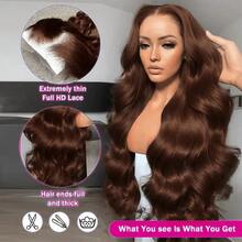Put On And Go 200% Density 34 Inch Real Hair 5*5 13*4 13*6 Body Wave Lace Front Wigs - Pre Cutting Pre Pulling Pre Ironing Brazilian Virgin HD Transparent Lace Frontal Wigs Glueless - #4 Chocolate Brown No Glue Needed No Skills Lace Closure Wigs Frontal Glueless Wigs - Pre Plucked Pre Bleached Ear To Ear Body Wave Loose Wave - Brown - View 4