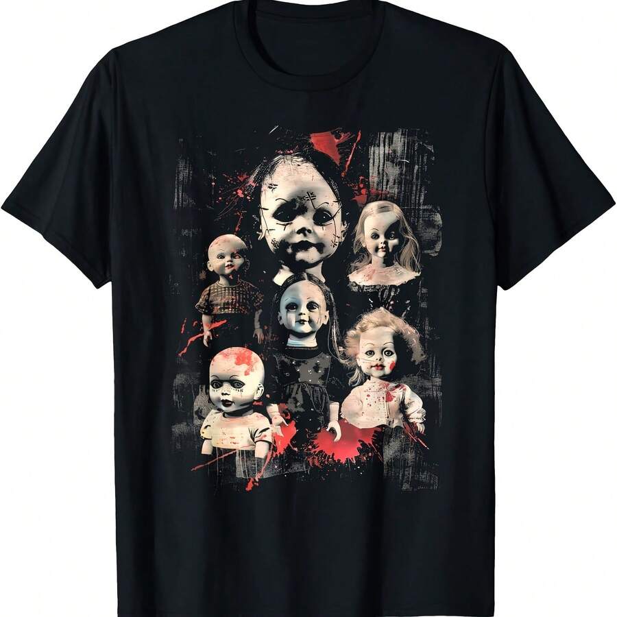 Creepy Doll Haunted Toy Horror Halloween Goth Alt Scary Emo T-Shirt - Style 7 - View 1