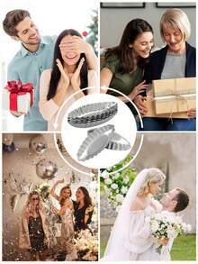 1个/2个/4个铝制船形挞模，铝制迷你挞盘，蛋挞模具，花边，菊花船形模具，不粘迷你派盘，布丁模具，小巧船形挞盘，波浪花铝制烘焙工具，可重复使用的甜点托盘，烘焙工具，厨房小工具 - 銀色 - 查看 8