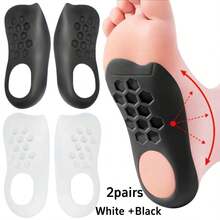 QKC 1 Pair TPE Arch Support Insoles, Effectively Support Collapsed Arches And Improve Walking Comfort, 3/4 Length Insoles - Black - View 9