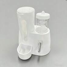 2pcs Automatic Pet Feeder & Waterer Set {1pc Food Storage Container + 1pc Water Bottle}, Multifunctional Hamster Automatic Water Dispenser, Water Bottle & Food Bowl 2-In-1, Battery-Free, Pet Feeder & Drinker - White - View 9
