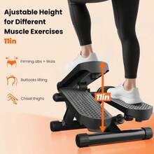 Mini stepper doméstico, escalador con bandas de resistencia, capacidad de peso superior a 136 kg, stepper hidráulico con pantalla LCD, color negro. - Negro - Ver 2