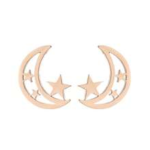 1 Pair ‌ Retro Star And Moon Earrings, Gold ‌ With ‌ Hollowed-Out Design ‌, Crescent Moon, Crescent Five-Pointed Star, Simple Style, Suitable For Daily Wear - GED304 - View 3