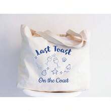 Bachelorette Totes, Last Toast On The Coast, Coastal Tote Bag, Beach Bachelorette Tote Bag, Bride Beach Bag, Bridesmaid Tote Bag - 米色 - 查看 2